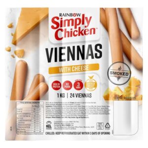 Rainbow Simply Chicken Cheese Viennas 1kg