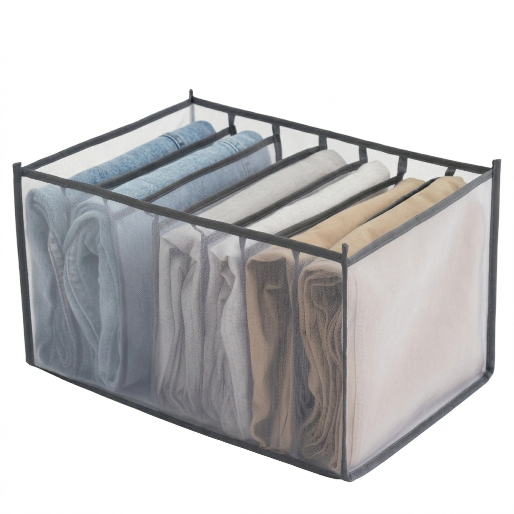 7 Grid Transparent Closet Clothes Organizer Home & Kitchen