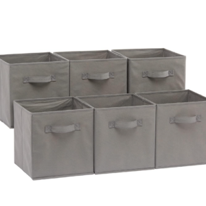 Basics Foldable Square Storage Cubes (Grey) Pack of 6
