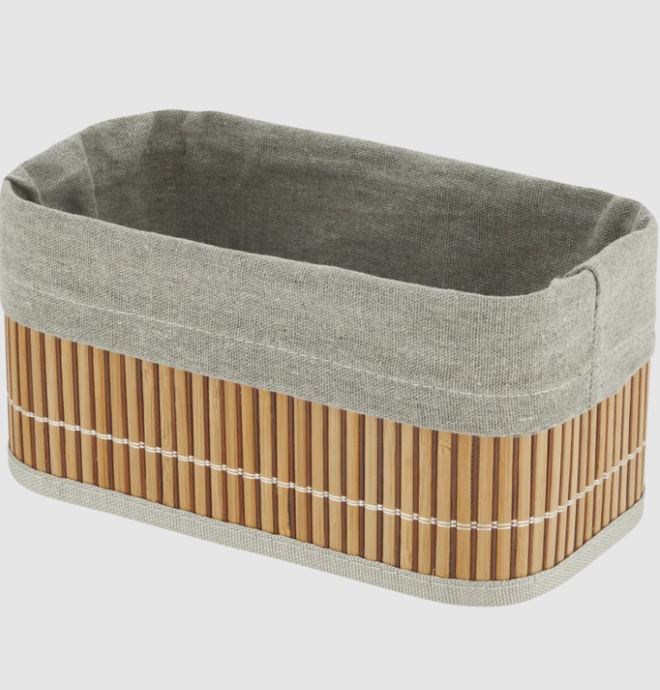 Bamboo Storage Basket with Fabric Liner